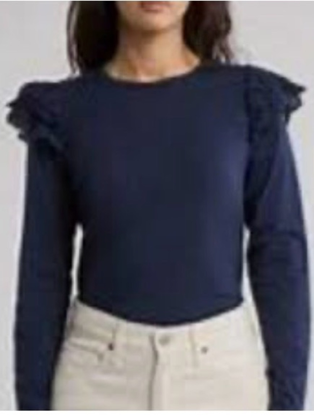 Joe's Jeans Navy Ruffle-eyelet Long Sleeve Top 100% cotton  size M